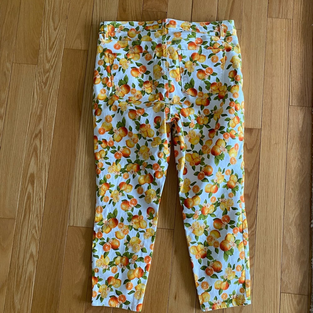 Talbots Citrus Print Pants - White and Orange - Picture 2 of 6